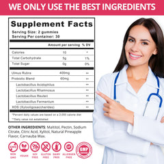 QVQ Womens Probiotic Slippery Elm Gummies on shelf