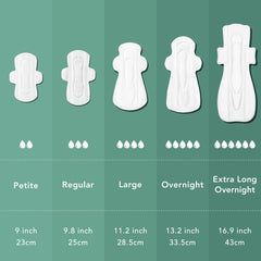Rael comparación de tamaño y grosor para máxima cobertura nocturna