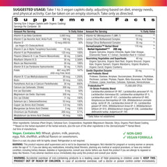 Rainbow Light detalle de la etiqueta con lista de vitaminas y beneficios visibles