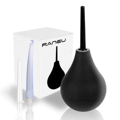 RANEU vista frontal del kit mostrando bulbo y tres boquillas para higiene íntima beneficios limpieza