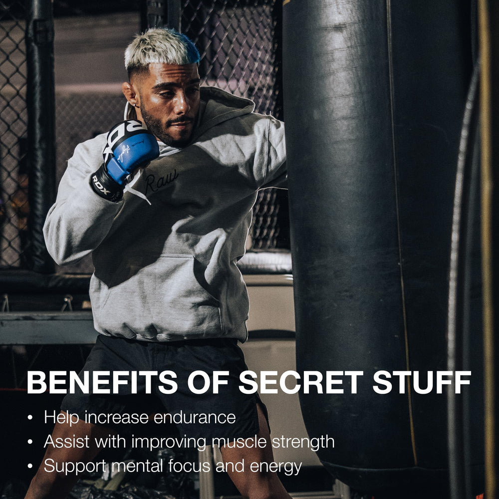 Measuring scoop of RAW Christopher's Secret Stuff ready for mixing