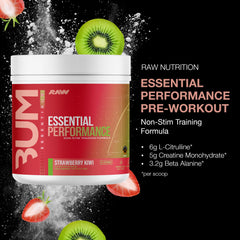 RAW Esencial Pre-entreno, vaso con dosis lista para el entrenamiento.