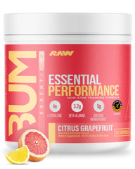 RAW Rendimiento Esencial la lata pomelo citrico para entrenamiento sin cafeina.