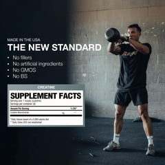 RAW Nutrition creatine monohydrate powder with athletes training in a gym