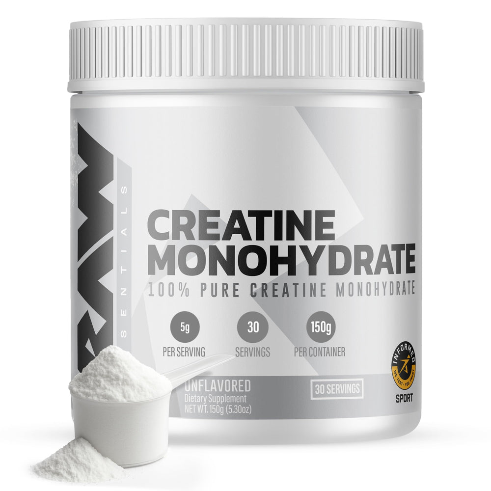 RAW Nutrition creatine monohydrate powder front view for daily energy support