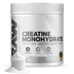 RAW Nutrition creatine monohydrate powder front view for daily energy support