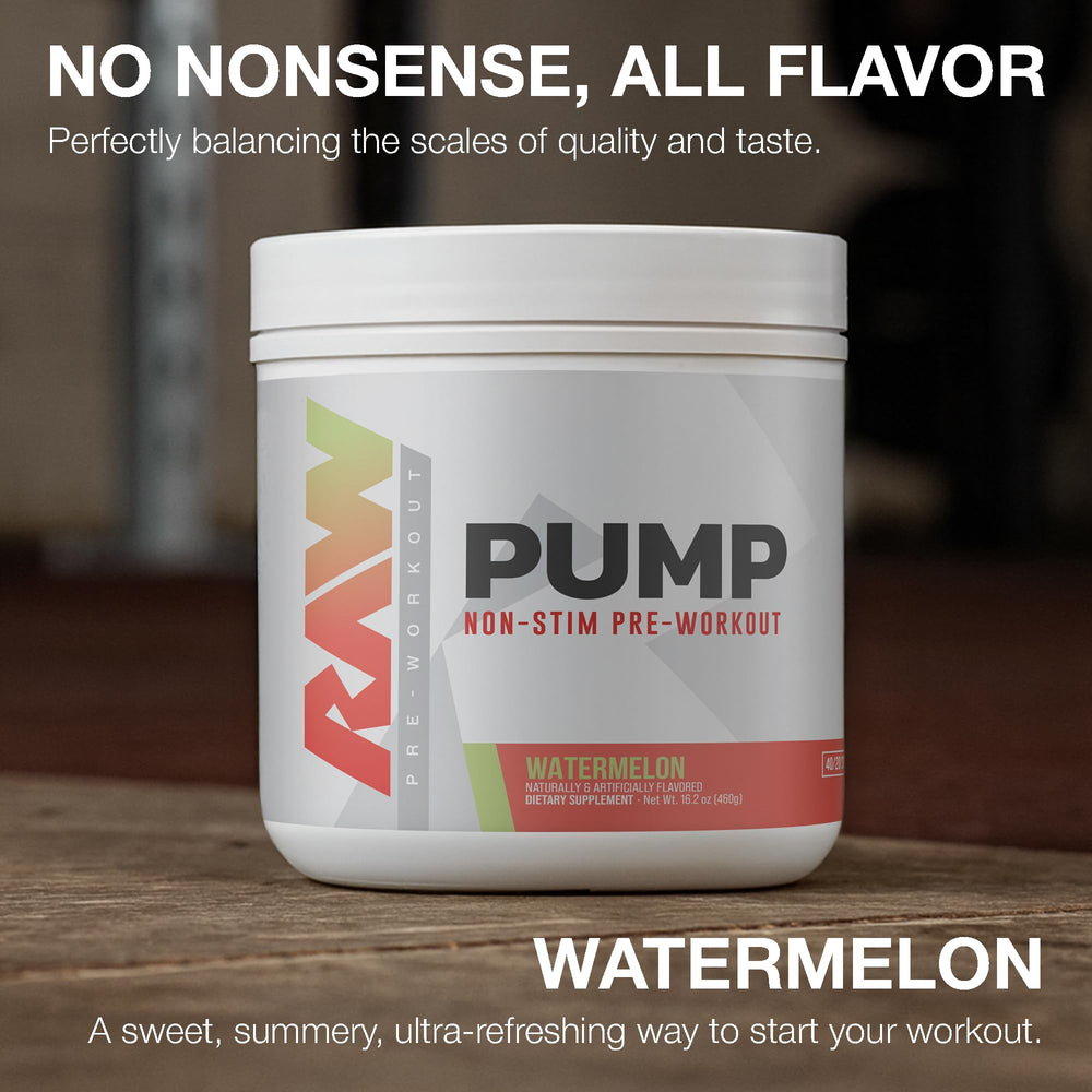RAW Pump Stim Free mezcla en vaso con sabor Watermelon ultra refrescante