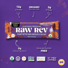 Raw Rev Glo primer plano del chocolate oscuro que evidencia cacao ético y sabor intenso