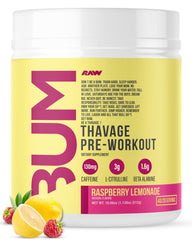 RAW Thavage Raspberry Lemonade powder fuels focused training sessions.