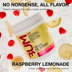 RAW Thavage Raspberry Lemonade scoop measures servings for workouts.