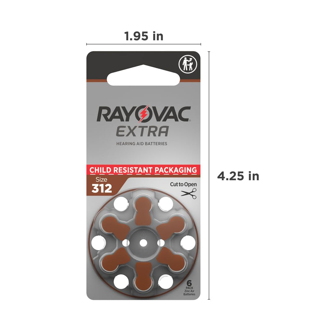 Rayovac Extra 312 instalada en audífono BTE en uso, soporte de procesamiento digital