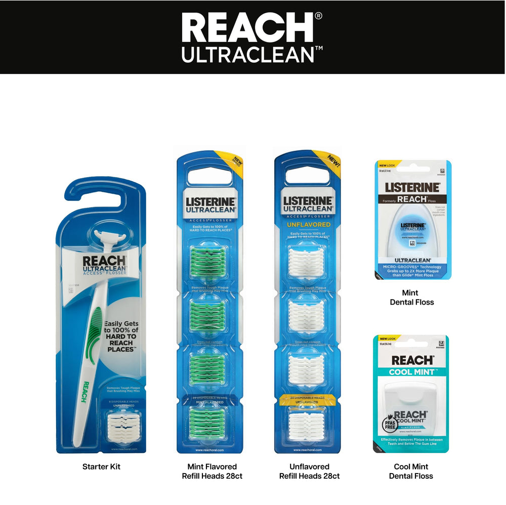 Reach producto en baño junto a cepillo, beneficio integración en rutina diaria