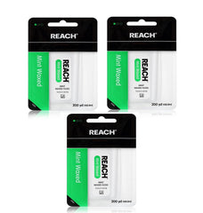 Reach hilo dental frontal paquete de 3 mostrando presentación y frescor