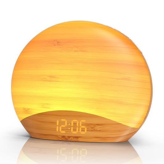 REACHER Sunrise Alarm Clock front view with gentle wake-up light.