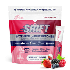 Real Ketones frente del empaque mostrando 30 sobres y beneficios
