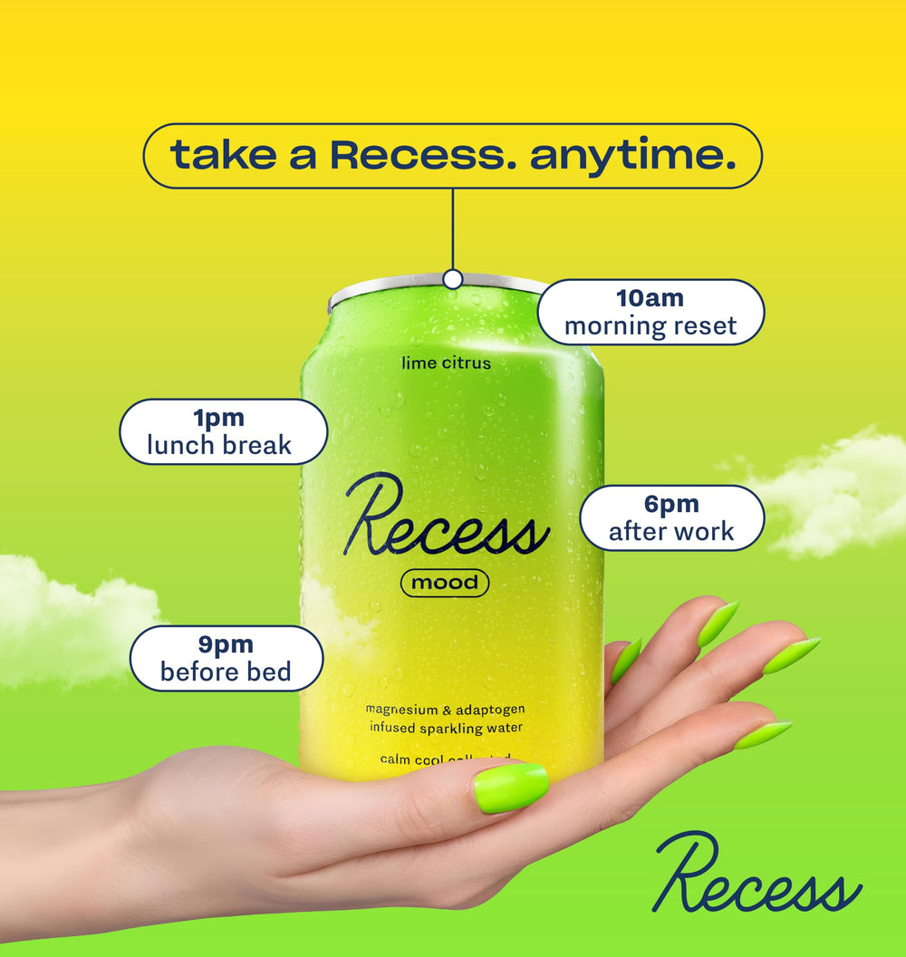 Recess pack de 12 latas apiladas para almacenamiento práctico