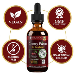 Rejuvica Health Cherry Force etiqueta ampliada, información de ingredientes visible