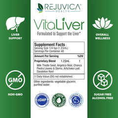 Rejuvica VitaLiver en cocina junto a ingredientes naturales que inspira uso diario