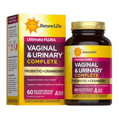 Renew Life frasco frontal mostrando el envase y beneficios para la mujer