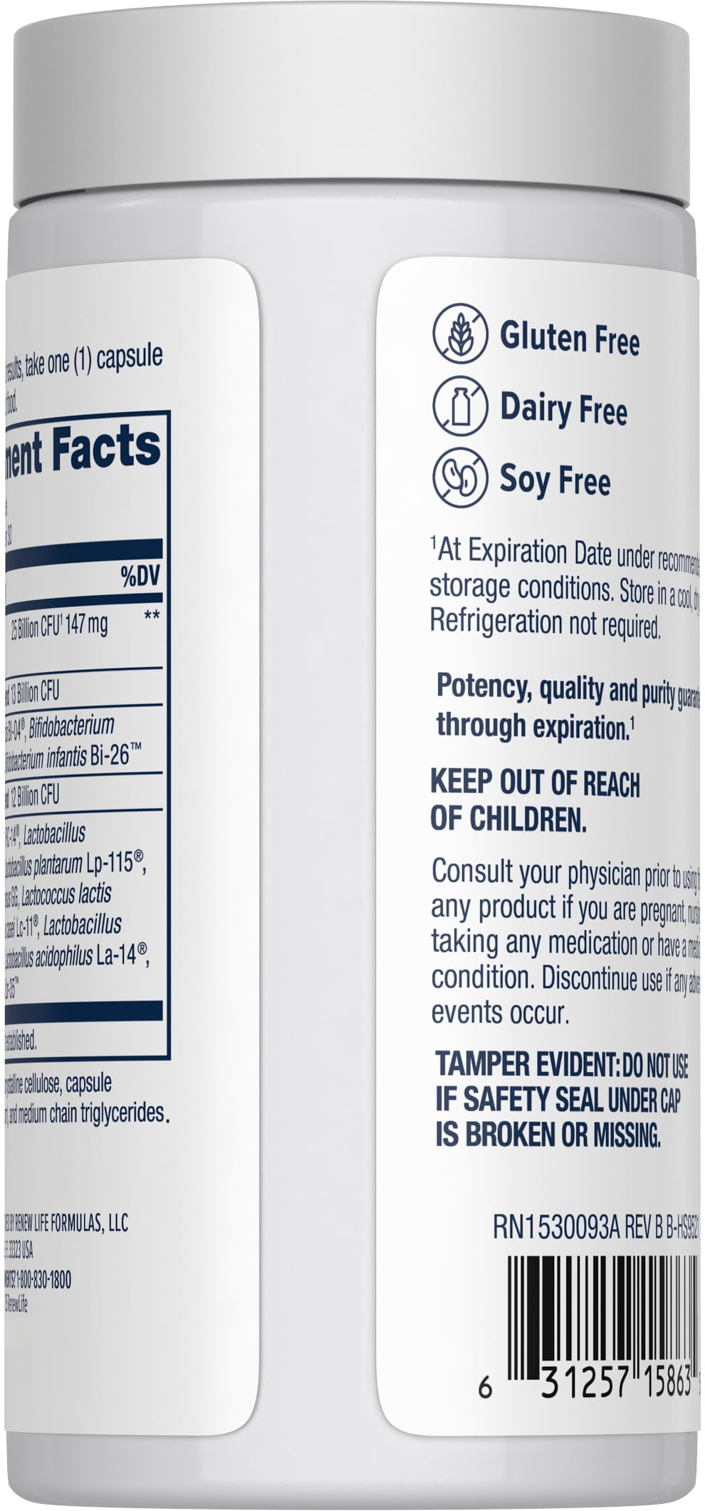 Cápsulas de liberación diferida Renew Life para llegar al intestino vivo.