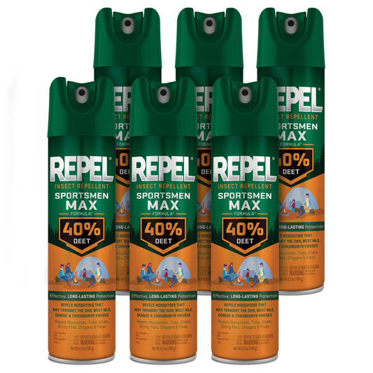 Repel Sportsmen Max frontal mostrando lata y diseño, protección prolongada