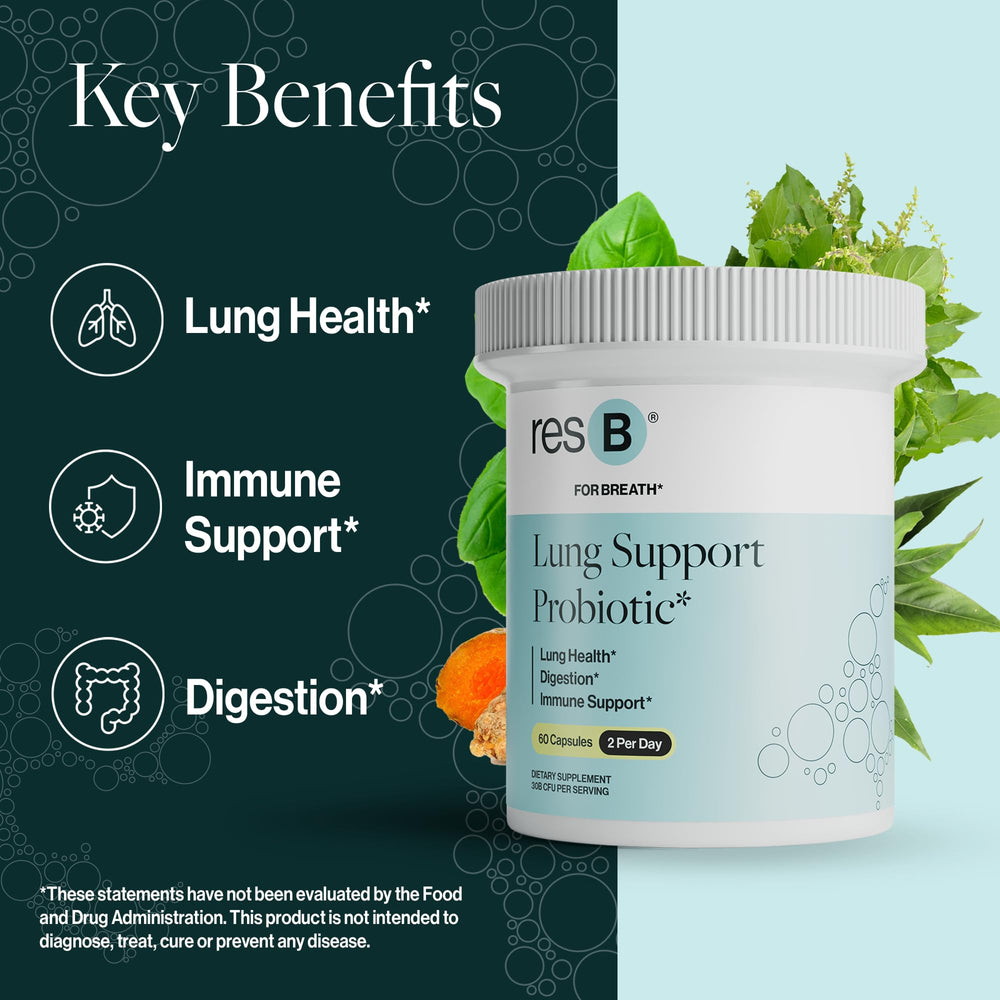 ResBiotic etiqueta con información de ingredientes y certificaciones visibles