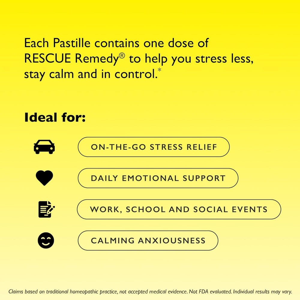 Detalle de esencias florales, RESCUE Bach Pastillas, sabor sandía, bienestar sensorial.