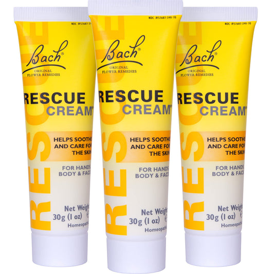 RESCUE Bach Rescue Cream paquete 3, cuidado suave para manos, cuerpo y rostro.