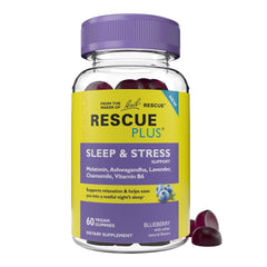 RESCUE envase frontal mostrando 60 gomitas y beneficios