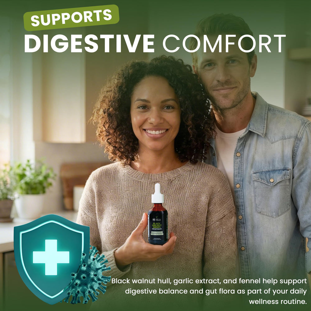 Resilia Oil Of Oregano primeros planos de nuez negra y ajenjo, muestra botánica