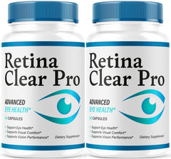 Retina Clear Pro frontal mostrando envase y duración dos meses, beneficio conveniencia