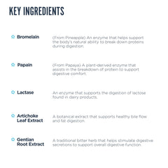 Botella de Digest Aid Revive MD abierta, listo para tomar durante la comida.