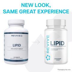Revive MD Lipid Support etiqueta informativa y envase sin rellenos