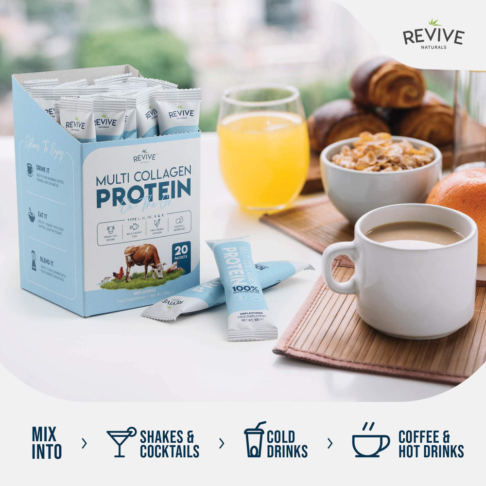 Revive Naturals polvo integrado en sopa caliente, uso culinario práctico