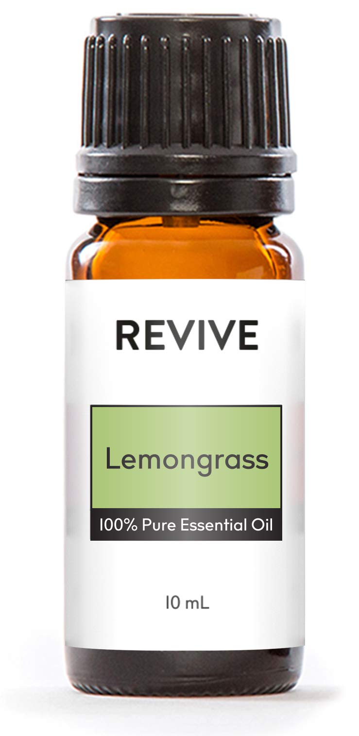 REVIVEEO frasco frontal del aceite lemongrass con etiqueta clara para identificar