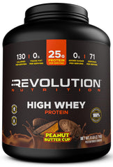 Revolution Nutrition envase frontal mostrando tamaño y sabor, práctico para usuarios