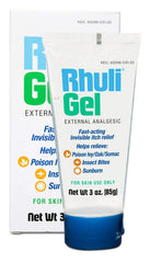 Rhuli gel tubo frontal mostrando diseño y tamaño para alivio rápido