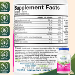 RidgeCrest Herbals etiqueta con ingredientes clave y transparencia formulación