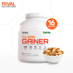 Rival Nutrition Clean Gainer nutrition facts label highlights calories per serving