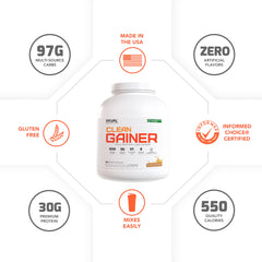 Rival Nutrition Clean Gainer powder in a shaker ready to mix