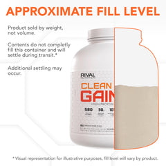 Rival Nutrition Clean Gainer serving scoop ready for a high calorie shake