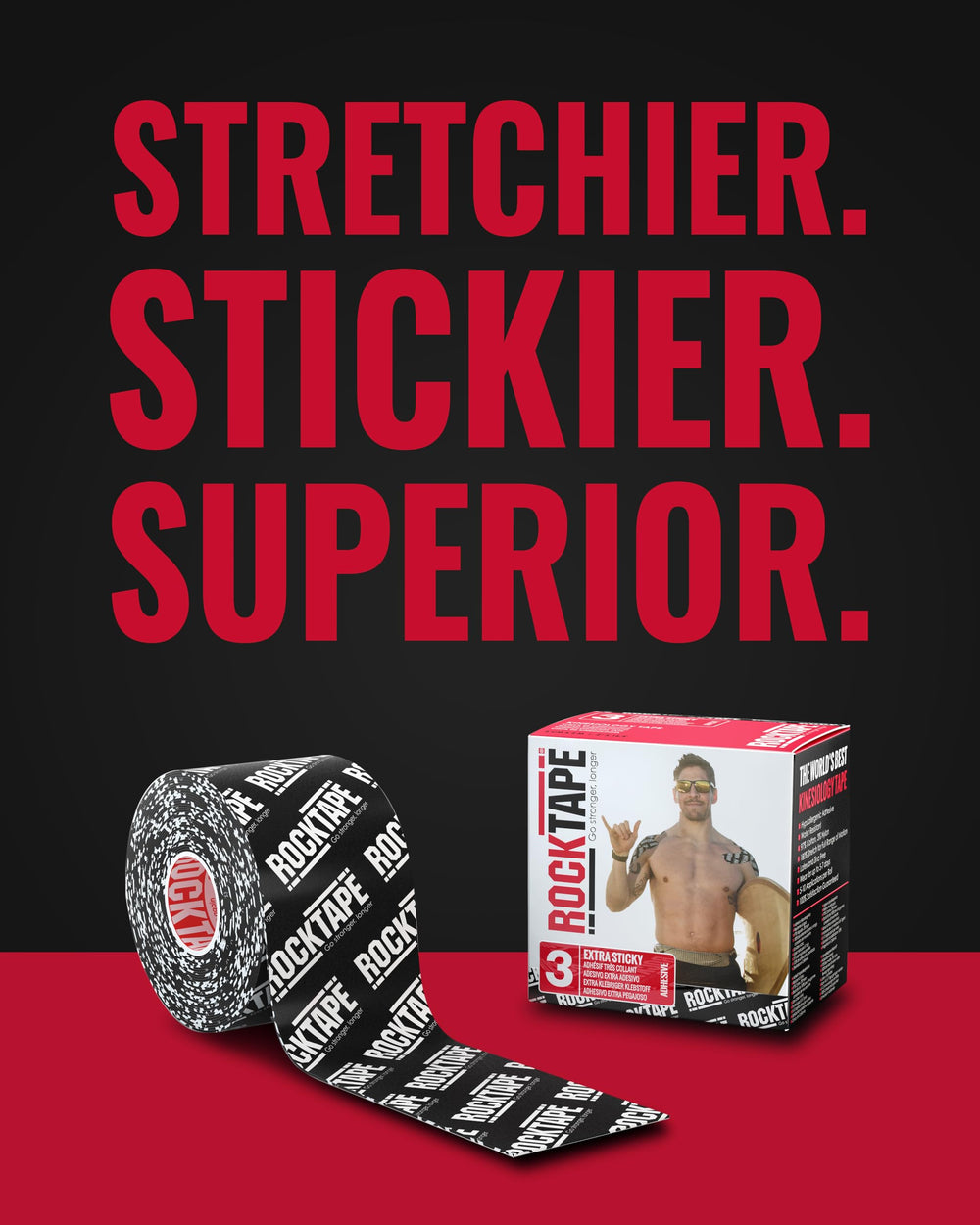 RockTape colocado en rodilla en ambiente lifestyle para recuperación activa