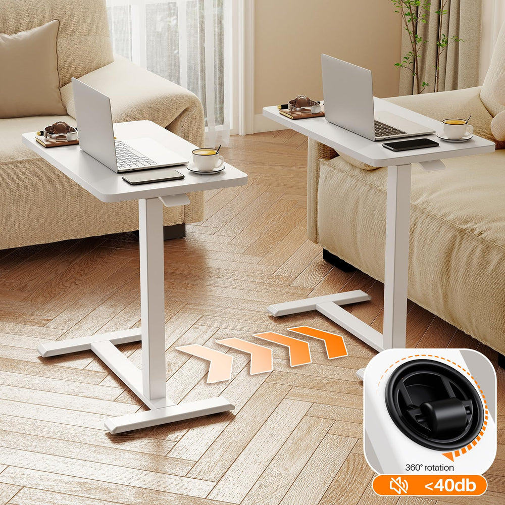 ROMOON mesa junto a portátil mostrando tamaño y uso ergonómico para trabajo