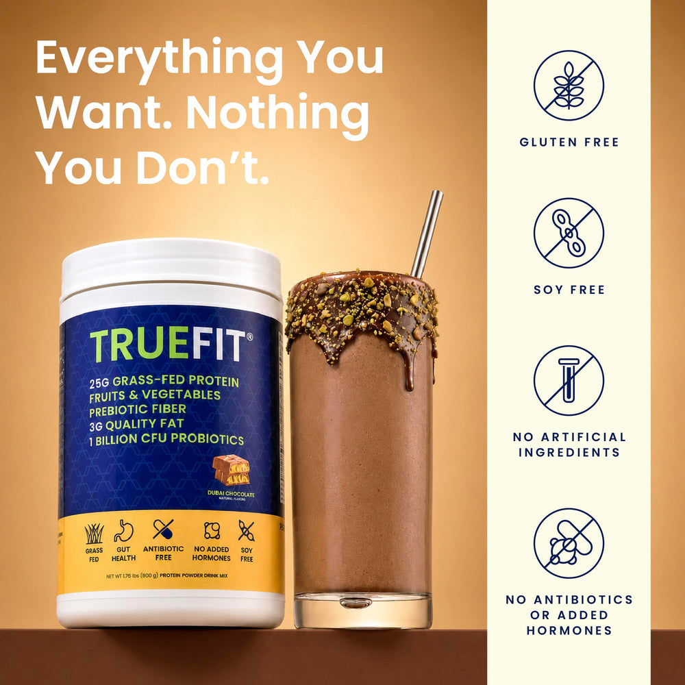 RSP NUTRITION comparación de tamaño del envase TrueFit para percepción de ración