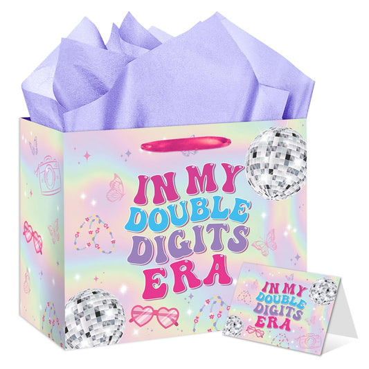 RTMISA bolsa frente con diseño iridiscente y motivo musical resaltando celebración
