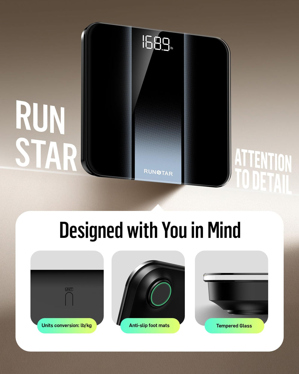 RunStar base con pies antideslizantes que mejora la estabilidad segura