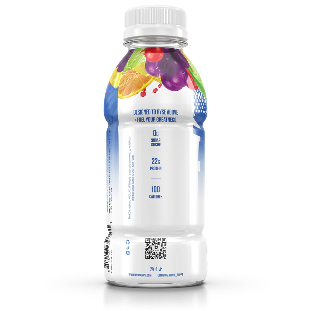 RYSE Up Supplements contenido servido destacando color tropical y perfil jugoso