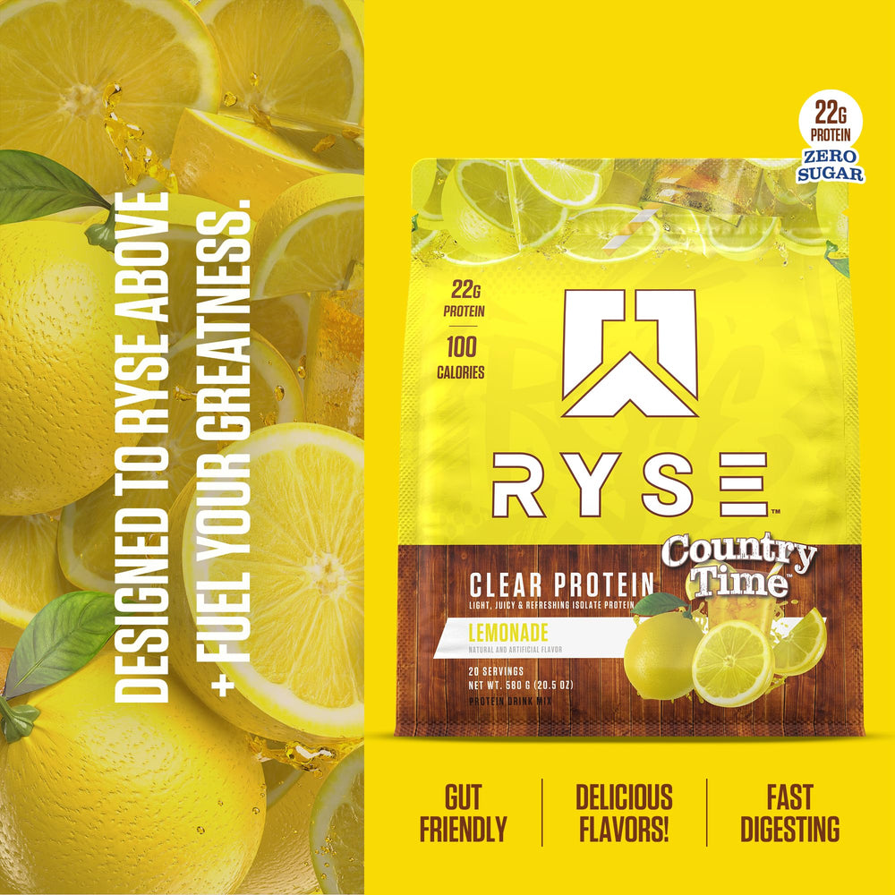 RYSE Up Supplements bebida lista en vaso refrescante para reponer proteínas