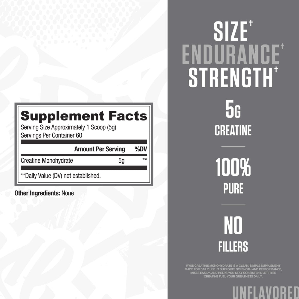RYSE Up Supplements textura del polvo, creatina micronizada fácil disolver