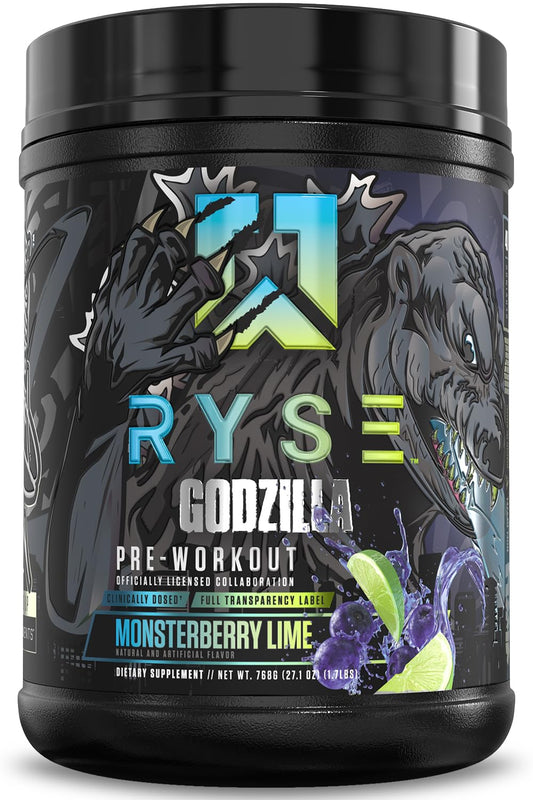 RYSE frasco frontal mostrando etiqueta y beneficio de energía
